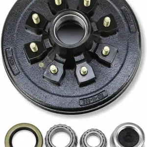 865 Lug 7K 1/2" StudBrake Hub 12" BLK w/bearings seal dust cap and lugs (DRY KIT)