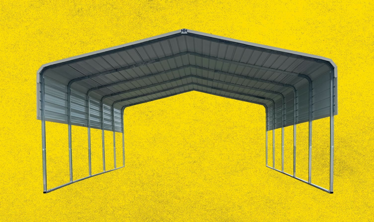 Metal carport protecting vehicles from weather