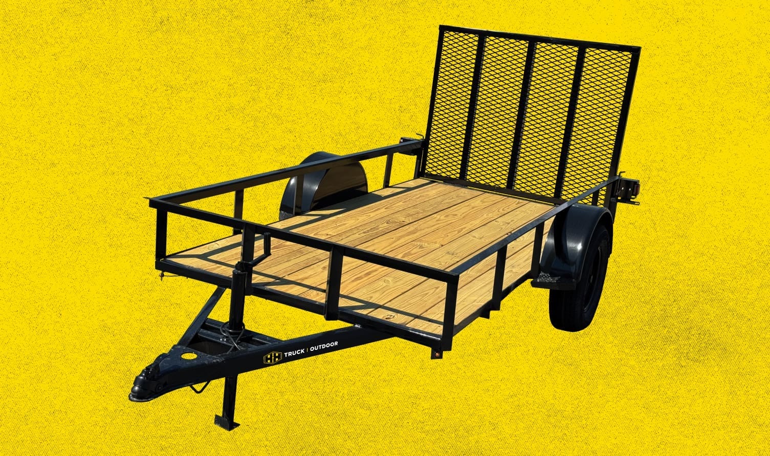 Heavy-duty utility trailer with mesh ramp
